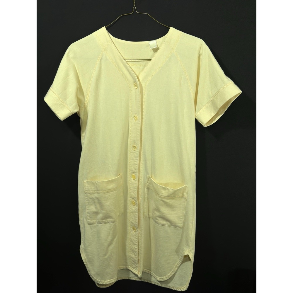 Vintage Amanda‎ Stewart Intimates Fleece Nightgown Yellow Button Up With Pockets